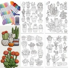 Bộ giấy thêu hình cây xương rồng tự dính, giấy mẫu thêu có chất ổn định hòa tan có thể giặt được, giấy thêu tự dính có thể giặt được. - 2ST-A - Xem 20