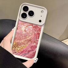 Funda para Teléfono - Cubierta Antigolpes para iPhone 11, 12, 13, 14, 15, 16 y 17 con Diseño de Ondas Rosadas - Blanco - Ver 3