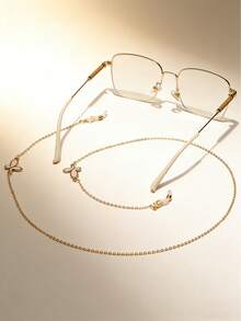 1pc Cute Pink Butterfly Eyeglasses Chain, Sweet Style Eyewear Chain, Metal Glasses Accessory, Anti-Lost Chain, Suitable For Daily Wear - Multicolor - View 6