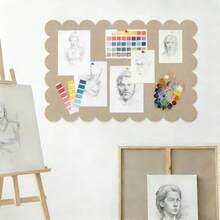 Foldable Decorative Scalloped Felt Bulletin Board 24 16 Inches For Wall Alternative Photo Board Self-Adhesive Vision Board Decorative Pin Board For Wall Dark Camel - Dark Camel - View 3