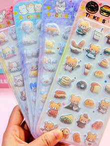 Cute Pet Animal Stickers, Cartoon Fun DIY Planner Materials Stickers, Adorable Cat Stickers, 3D Embossed DIY Stickers, Solid Crystal Planner Decorative Stickers, 3D Stickers, DIY Planner & Phone Case Stickers - Multicolor - View 3