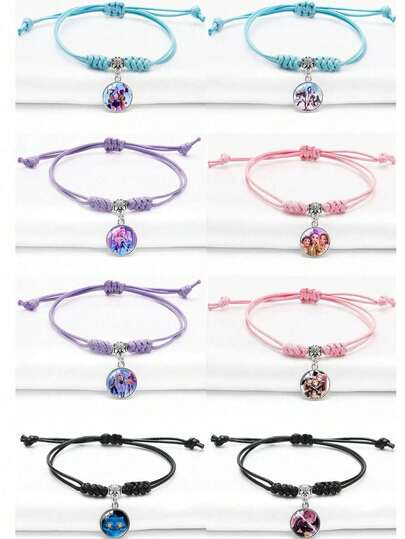 Pulsera trenzada ajustable de colores múltiples con tema de anime K-POP Vajra, pulsera de fiesta de decoración K-POP, regalo para entusiastas de anime y dibujos animados, pulsera tejida para amantes de las pulseras