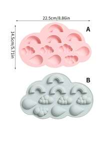 11孔巧克力硅胶模具，云朵、雨滴、彩虹造型硅胶蛋糕模具，适用于巧克力、糖果烘焙、果冻、冰格等。 - 多色 - 查看 3