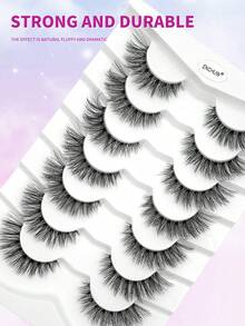 ENCHUW 7 Pairs Eyelashes Natural Look Wispy Cross Eye Lashes Clear Band Lashes 3D Fluffy Soft Lashes Makeup Extension False Eyelashes - Black - View 5
