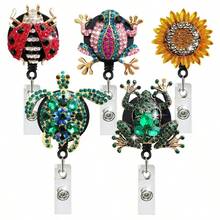 1 cuộn dây đeo thẻ ID hình ếch và hoa hướng dương đính đá, có thể thu gọn, dài 70cm. - Nhiều màu - Xem 8