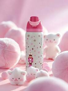 OwaIa Cute Pattern Large Capacity Stainless Steel Water Bottle,32oz/945ml,With A Straw,Exquisite Appearance,Keeps Drinks Hot Or Cold,Can Hold Iced Drinks And Water,Suitable For Leisure,Work,Sports,Indoors And Outdoors,Suitable For Students And Office Workers,As A Gift - 西瓜粉 - 查看 2