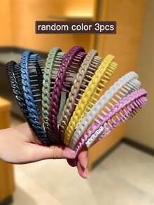 8pcs Women's Multi-Color Chain Headbands, Minimalist Versatile Design, Non-Slip Teeth, Suitable For Daily Use And Makeup Travel Accessories - Multicolor - View 10