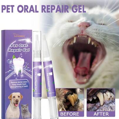 2 lọ gel chăm sóc răng miệng cho thú cưng, làm sạch sâu các vết ố trên răng chó mèo và chăm sóc răng miệng.