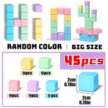 20/45/80pcs Creative Educational Building Block Toy Set, Stackable Wooden Blocks, STEM Gift, Suitable For Boys & Girls, Random Colors, Thanksgiving/Christmas Gift, School Supplies, Student Stationery, Learning Tools - Multicolor - View 8