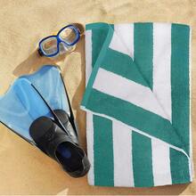 超大条纹沙滩巾，100% 精梳棉条纹泳巾，柔软吸水速干，适合家庭旅行 - 條紋沙灘巾 - 查看 5