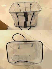 1件裝可攜式沐浴收納籃－黑色浴室盥洗用品袋，防水網格手提袋，旅行盥洗用品收納籃袋，可折疊健身房沐浴袋，化妝包，露營必需品，適用於居家、戶外日常、萬聖節 - 網眼 - 查看 12