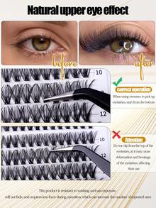 528/544/608pcs D-Curl 10-16mm Wide Stem DIY False Eyelash Clusters, Natural & Thick, Reusable, Suitable For Daily Life, Wedding, Date, Party, Music Festival, Spring, Travel, Mother's Day Gift - D - View 12