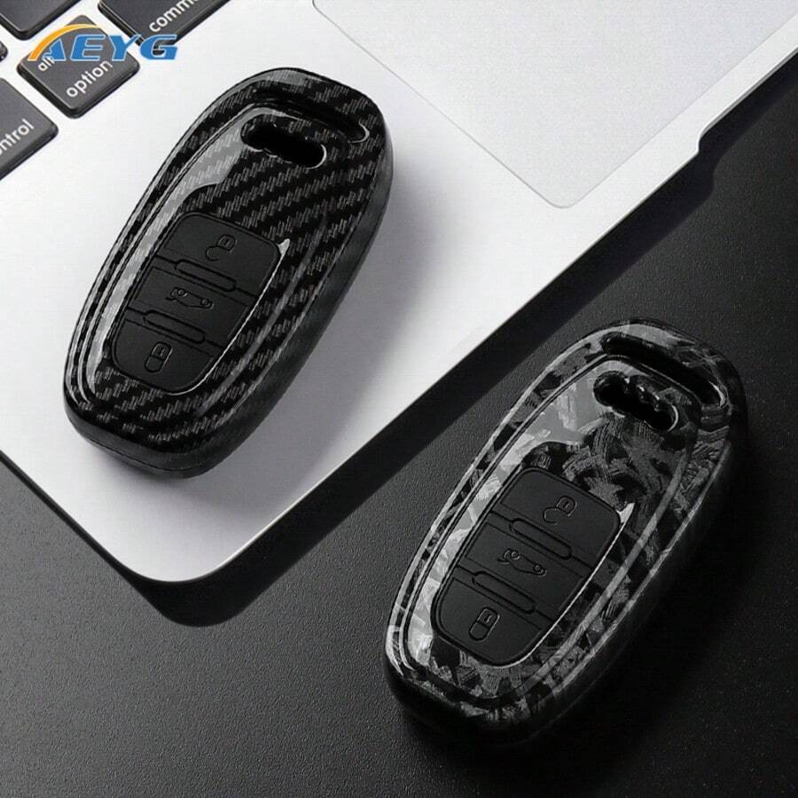 Vỏ bọc chìa khóa xe hơi bằng nhựa ABS kiểu sợi carbon, phụ kiện móc khóa bền chắc, tương thích với các dòng xe Audi A1, A3, A4, A5, A6, A6L, A7, A8, Q3, Q5, Q7, S4, S5, S6, S7, S8, 4M, TT, TTS, RS - Audi A - Xem 1