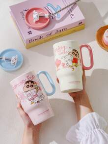 CRAYON SHINCHAN Cốc có tay cầm hình hoạt hình, cốc đựng đá dễ thương dùng cho văn phòng và trường học. - Nhiều màu - Xem 4