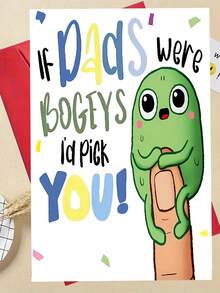 1pc, Funny "If Dads Were Bogeys I'd Pick You!" Father's Day Card. Includes Envelope, Premium Matte Paper. Playful Cartoon Bogey On Finger Design. Perfect For Dads-The Ideal Humorous Greeting Card For Fathers (12cm/4.7in X 17cm/6.7in) - Red Envelope - View 5