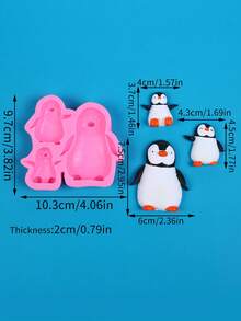 1pc Penguin Silicone Mold, Penguin Family Cake Decorating Mold, For Cupcake Decoration, Chocolate And Candy Making And Decoration - Multicolor - View 2