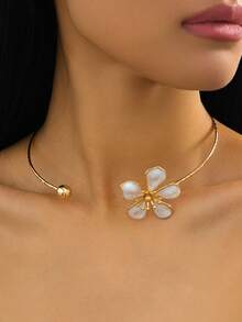 1pc Women's Enamel Floral & Geometric Choker Necklace - Enamel Flower Necklace - View 12