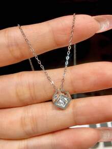 Dây chuyền đá Moissanite 1 carat bằng bạc S925 - Món quà thanh lịch và sang trọng, thích hợp cho lễ đính hôn, đám cưới, bạn thân, sinh nhật và kỷ niệm; trang sức cô dâu. - Vòng cổ  Moissanite - Xem 4