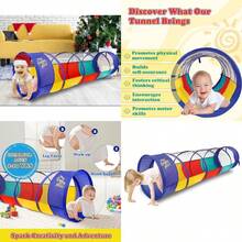 New Play Tunnel For Crawl Tunnels With See Through Sides Outdoor Indoor Multicolored Tent For Dogs Toddlers And Babies Pop Up Baby Crawling Backyard Tunnel Balls NOT Includedynfgrghd - Multicolored1PkTunnel - View 1