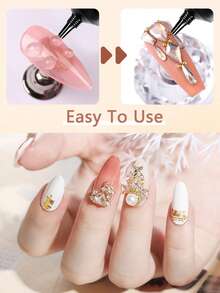 GELPOLISH 15ml 鑽石美甲膠與擦拭布，超強凝膠美甲膠，適用於3D美甲裝飾寶石與鑽石，需UV/LED固化，美容禮物 - 無色 - 查看 3