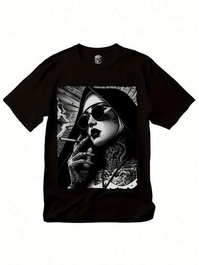 Unisex Pure Cotton T-Shirt, Edgy Gothic Tattoo Design T-Shirt - Black & White Nun Graphic Tee With Tattoos - Heavyweight Stretch Fabric - Unisex Streetwear For Men & Women - All-Season Casual Shirt For Concerts, Festivals,Jbl Trikot Toto En Ninetta,Kurdisch,Bts,Boho Style Damen,Urlaub Must Have,Sport Set Damen,Maija Women,Pulli,Frühling Outfit,Sommer Outfit Damen,Festival Outfit Damen,Y2k,Ostern,Motf,2000s Style SQOX