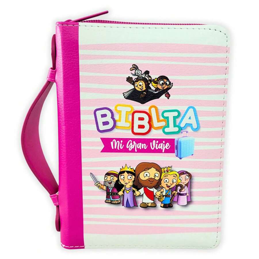 Biblia Mi Gran Viaje De Bolsillo Con Cierre RV1960, Imit Piel Fúcsia Con Asa De Mano - Single Book - View 1