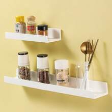 4pcs/Set White Acrylic Wall Mounted Floating Shelves, Size 30cm, Suitable For Decoration In Living Room, Kitchen, Kids Room, Study Or Bedroom - White - View 9