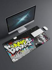 XXXL Extra Large Smooth Full-Coverage Gaming Mouse Pad, Washable Waterproof Non-Slip, 39.37"X19.69", Rubber Base & Cloth Surface, Vintage Armored Warrior Graffiti Pattern, Large Desk Mat For Keyboard & Computer, Compatible With Wired & Wireless Mouse, Office & Home Use, Gift, Mother's Day Holiday Present - View 2