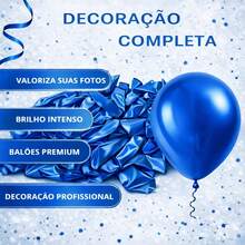 Cobalt Blue And White Balloons Kit 140 Balloons Items + 5m Ribbon Metallic Gold Balloon Plain Balloon For Arch Deconstructed Chrome Balloon Party Decoration 6" 8" 10" Inches - 彩色 - 查看 9