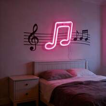 1pc LED Music Note Neon Light Wall Decor, Small Night Light For Girl's Bedroom, Gaming Room, Atmosphere Lamp, Battery Or USB Powered, Romantic Fairy Light, Home Decor, Holiday, Birthday Theme Indoor Colorful Lamp - Musical Note Neon Sign - View 16
