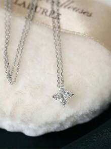 Shescity 1pc Minimalist White Flower Shaped 0.03 Micron Plated Pendant, Suitable For Women's Daily And Party Wear - 白色 - 查看 3