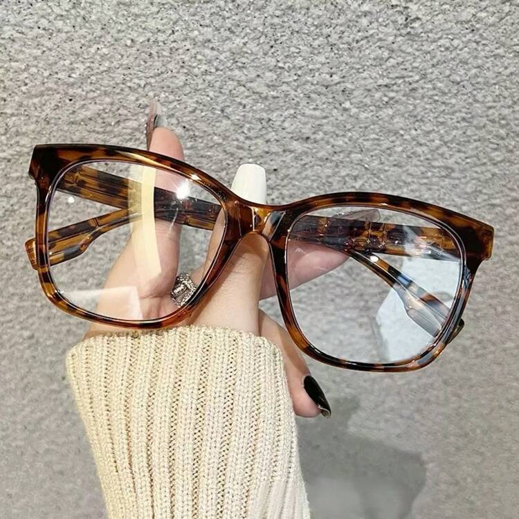 1 paire de lunettes de mode femme à grand cadre carré, style minimaliste décontracté transparent. Lunettes sans correction, convient pour les vacances, les courses et la vie quotidienne - Multicolore - Voir 4