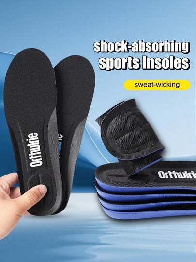 1 Pair Unisex 3D Shock Absorbing Full Insole, Breathable Moisture-Wicking Non-Slip Insoles Suitable For Sports Shoes, Casual Shoes, Running Shoes, Mother's Day Accessory