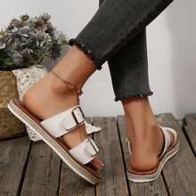 Summer Beach Walking Sandals For Women Flats Dressy Comfortable Flats Slides Buckle Shoes Outdoor Travel - trắng - Xem 11