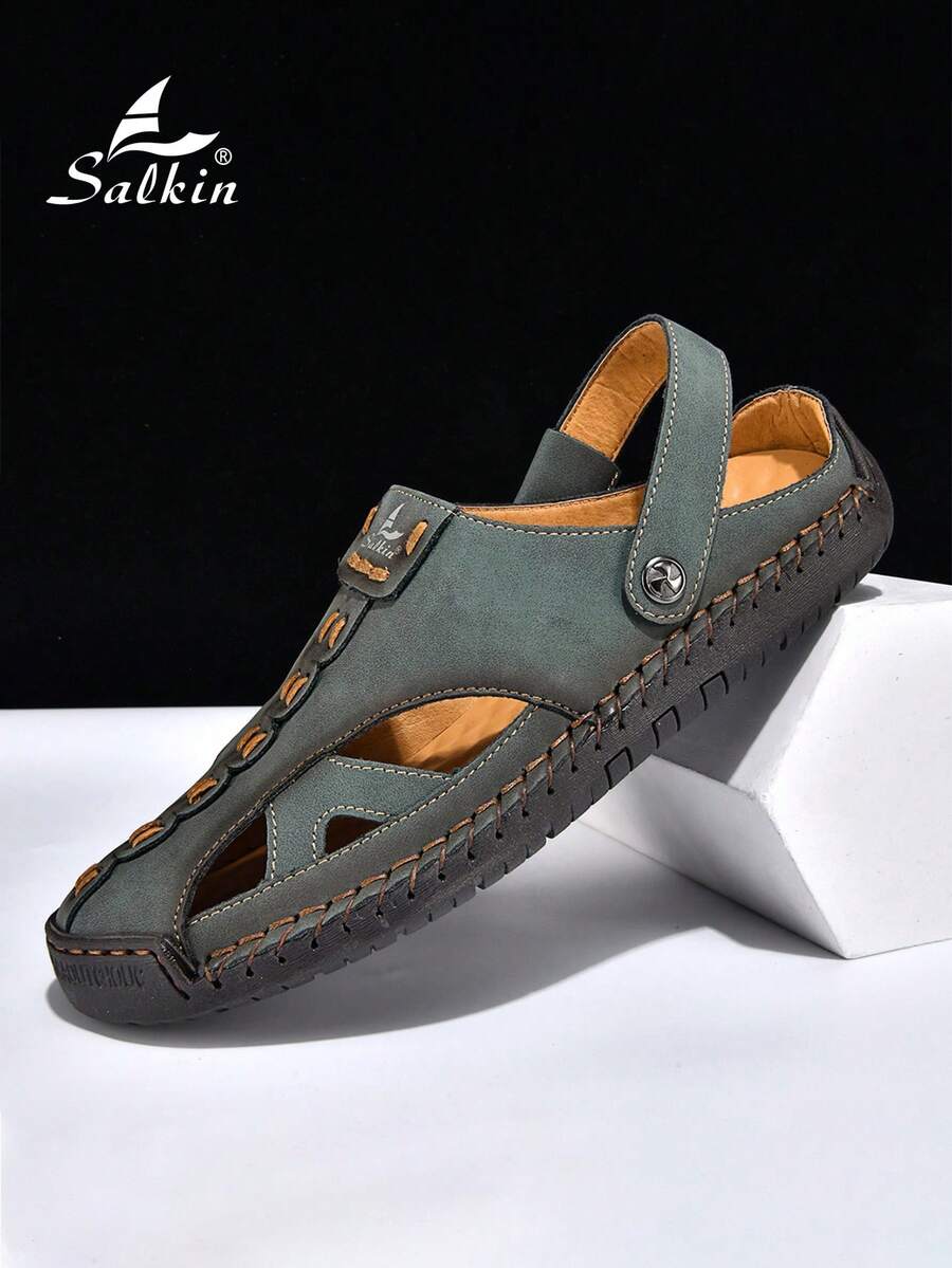 Salkin 男士休闲凉鞋,夏季户外沙滩拖鞋,两用透气轻便防滑徒步休闲凉鞋 - 綠色 - 查看 1