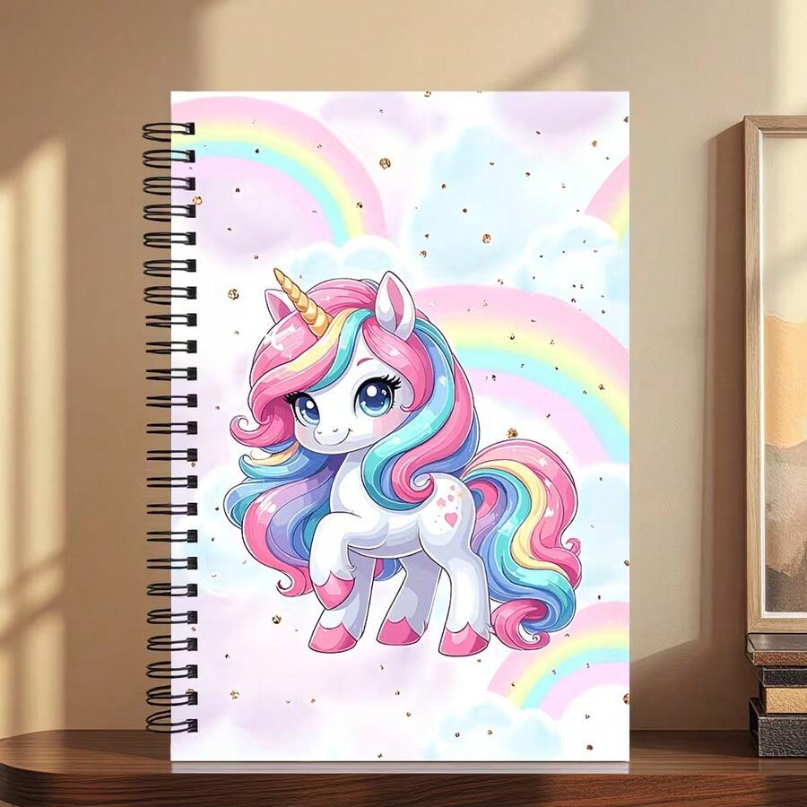 Adorable Unicorn Spiral Notebook , Premium College Ruled Paper, Ideal For School, Office, Or As A Present For Friends, Family, Educators & Students, Academic Use,No Pen Included. - G - View 1