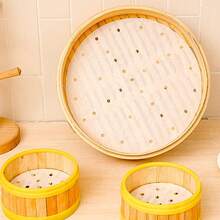 50 cái/100 cái Giấy lót nồi hấp dùng một lần, giấy lót đáy cốc bánh bao/bánh há cảo, giấy hấp chống dính. - trắng - Xem 6