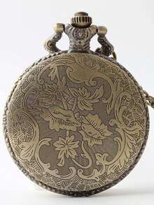 Bronze Hollow Quartz Pocket Watch, Vintage Roman Numeral Pocket Watch - Bronze - View 2