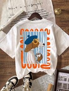 Dachshund Coffee Club, abiti estivi da donna, abiti da spiaggia da donna, camicette casual da donna, t-shirt bianche a maniche corte con scollo rotondo in taglie grandi da donna 20 - Weiss - Visualizzare 3