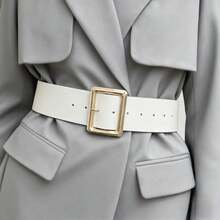 1 Pink Women's Fashionable Wide Belt With Gold Square Buckle  Casual Accessory Suitable For Daily Commuting, Street Parties, Mother's Day Gifts - trắng - Xem 1