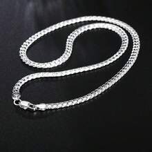 Collier en argent sterling plaqué or 18 carats, 6 mm, 20-60 cm, beau, mode, élégant pour hommes et femmes, style bohème - argent - Voir 5