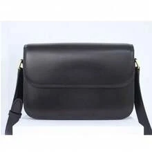 Black Minimalist Crossbody Bag For Women - Compact Leather-Like Shoulder Purse With Adjustable Strap, S (18.5*14*6cm) / L (22.5*16.5*7.5cm) | Daily Commute & Casual Style Handbag​ - Negro - Ver 3