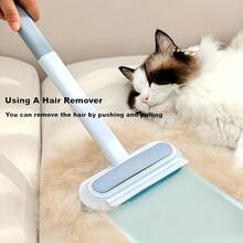 Cepillo de limpieza de pelo de mascota, adecuado para gatos y perros | Cepillo y peine de doble función, cepillo de cerdas grises lavable, mango de plástico resistente - Cepillo de algodón reutilizable, adecuado para alfombras y decoración del hogar - Herramienta eficiente de limpieza de pelo - Ver 3