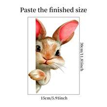 1pc Curious Peeking Rabbit Window Sticker, Cute Animal Design Wall Decal, Removable Self-Adhesive Glass Window Sticker For Decorating Kitchen, Bedroom And Living Room, Farm Animal Theme Gift Sticker - YT143 - View 8