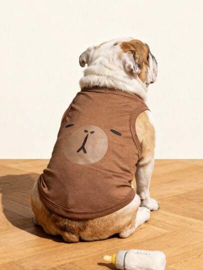 LUCKIE PAW 2件/套 水豚趣味印花宠物背心，物理防跳蚤减少掉毛保暖透气狗狗背心，适合小型和大型犬，室内外均可穿着