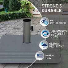 Base de paraguas de peso de EE. UU. de 40 libras base de paraguas pesada para uso con mesa de patio base resistente tallo de 4 pulgadas se adapta a tamaños de poste de 1 a 1.5 pulgadas color gris - gris - Ver 3
