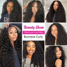 Uveous Burmese Curly Wig 13x4 Lace Front Wigs Human Hair Wet And Wavy Pre Plucked HD Transparent Lace Frontal 100% Human Hair Wigs With Natural Color Halloween Season - Natural Black - View 9