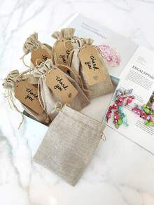 Bộ 10/20/30 túi quà bằng vải bố, túi vải gai có dây rút và nhãn, túi tái sử dụng, thích hợp cho tiệc cưới, các dự án thủ công mỹ nghệ, quà tặng, Halloween, túi đựng trang sức, Giáng sinh, sinh nhật tự làm. - Nhiều màu - Xem 5