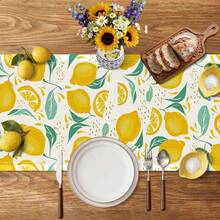1 Lemon Dining Tablecloth, Spring And Summer Citrus Fruit Coarse Linen Kitchen Decoration, Seasonal Indoor And Outdoor Home Decoration Party Supplies - Yellow - View 1