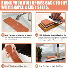 Bộ mài dao 4 mặt, đá mài 400/1000 & 3000/8000 grit với đế tre chống trượt, dây da mài, đá làm phẳng và thước đo góc, dụng cụ mài dao nhà bếp. - Nhiều màu - Xem 6